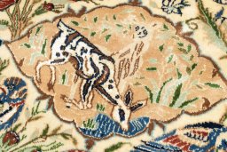 Close-up detail of New Nain 6La with Silk rug from Iran / Persia showing Wool weave