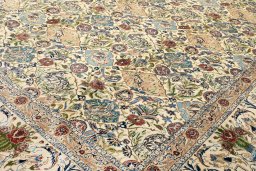 Close-up detail of New Nain 6La with Silk rug from Iran / Persia showing Wool weave
