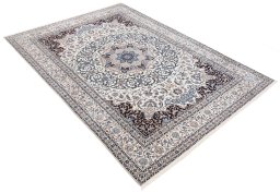 Backside of handmade New Nain 6La with Silk rug showing knot structure and weave density