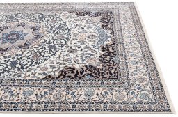 Full view of New Nain 6La with Silk rug from Iran / Persia, 376 × 265 cm in Beige tones