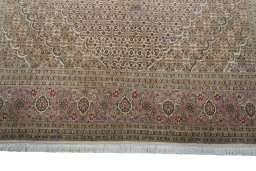 Full view of New Tabriz 50/60/70 Raj rug from Iran / Persia, 303 × 200 cm in Beige tones