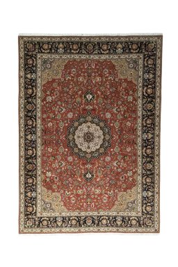 Full view of New Tabriz 50/60/70 Raj rug from Iran / Persia, 350 × 251 cm in Red tones