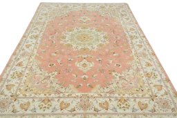 Surface texture of New Tabriz 50/60/70 Raj rug with natural Cork and intricate pattern