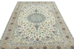 Surface texture of New Tabriz 50/60/70 Raj rug with natural Cork and intricate pattern