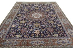 Surface texture of 1970s Tabriz 50/60/70 Raj rug with natural Cork and intricate pattern