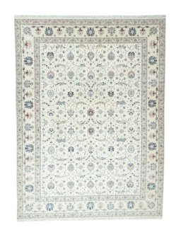 Full view of New Tabriz 50/60/70 Raj rug from Iran / Persia, 400 × 297 cm in Beige tones