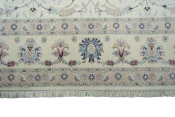 Full view of New Tabriz 50/60/70 Raj rug from Iran / Persia, 400 × 297 cm in Beige tones