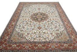 Surface texture of New Tabriz 50/60/70 Raj rug with natural Cork and intricate pattern