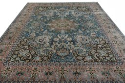 Surface texture of 1970s Tabriz 50/60/70 Raj rug with natural Cork and intricate pattern