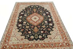 Surface texture of New Tabriz 50/60/70 Raj rug with natural Cork and intricate pattern