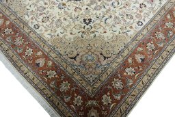 Full view of New Tabriz 50/60/70 Raj rug from Iran / Persia, 298 × 204 cm in Beige tones