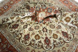Surface texture of New Tabriz 50/60/70 Raj rug with natural Cork and intricate pattern