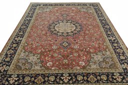 Surface texture of New Tabriz 50/60/70 Raj rug with natural Cork and intricate pattern
