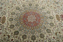 Central medallion detail of New Tabriz 50/60/70 Raj rug from Iran / Persia