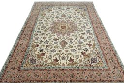 Surface texture of New Tabriz 50/60/70 Raj rug with natural Cork and intricate pattern