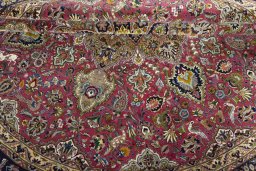 Full view of New Tabriz 50/60/70 Raj rug from Iran / Persia, 290 × 290 cm in Red tones