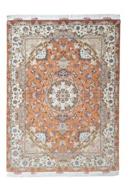 Full view of New Tabriz 50/60/70 Raj rug from Iran / Persia, 205 × 150 cm in Red tones
