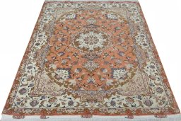 Surface texture of New Tabriz 50/60/70 Raj rug with natural Cork and intricate pattern