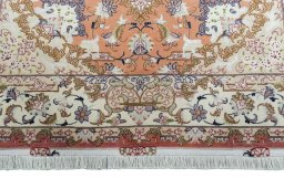 Full view of New Tabriz 50/60/70 Raj rug from Iran / Persia, 205 × 150 cm in Red tones