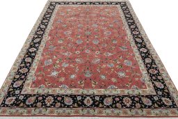 Surface texture of New Tabriz 50/60/70 Raj rug with natural Cork and intricate pattern
