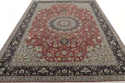 Surface texture of New Tabriz 50/60/70 Raj rug with natural Cork and intricate pattern