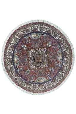 Full view of New Tabriz 50/60/70 Raj rug from Iran / Persia, 203 × 198 cm in Red tones