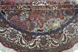 Full view of New Tabriz 50/60/70 Raj rug from Iran / Persia, 203 × 198 cm in Red tones