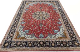 Surface texture of New Tabriz 50/60/70 Raj rug with natural Cork and intricate pattern
