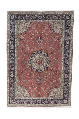 Full view of New Tabriz 50/60/70 Raj rug from Iran / Persia, 300 × 208 cm in Red tones