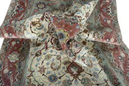 Surface texture of New Tabriz 50/60/70 Raj rug with natural Cork and intricate pattern