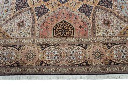 Full view of New Tabriz 50/60/70 Raj rug from Iran / Persia, 342 × 250 cm in Multi Color tones