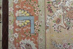 Backside of handmade New Tabriz 50/60/70 Raj rug showing knot structure and weave density