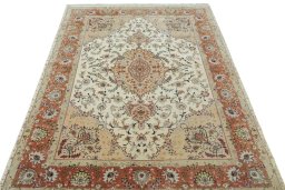 Surface texture of New Tabriz 50/60/70 Raj rug with natural Cork and intricate pattern