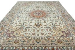 Surface texture of New Tabriz 50/60/70 Raj rug with natural Cork and intricate pattern