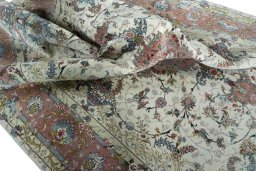 Surface texture of New Tabriz 50/60/70 Raj rug with natural Cork and intricate pattern