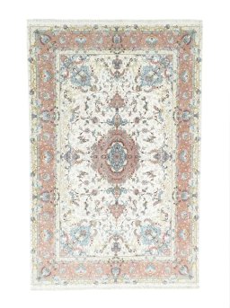 Full view of New Tabriz 50/60/70 Raj rug from Iran / Persia, 303 × 200 cm in Beige tones
