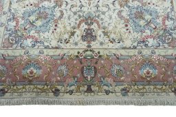 Full view of New Tabriz 50/60/70 Raj rug from Iran / Persia, 303 × 200 cm in Beige tones