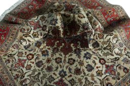 Surface texture of 2000s Tabriz 50/60/70 Raj rug with natural Cork and intricate pattern