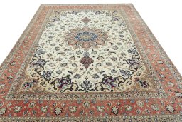 Surface texture of 2000s Tabriz 50/60/70 Raj rug with natural Cork and intricate pattern