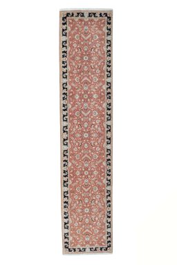 Full view of 2000s Tabriz 50/60/70 Raj rug from Iran / Persia, 390 × 85 cm in Red tones
