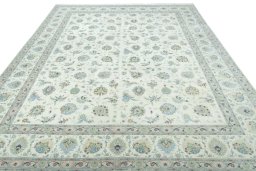 Surface texture of 2000s Tabriz 50/60/70 Raj rug with natural Cork and intricate pattern