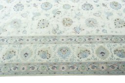 Full view of 2000s Tabriz 50/60/70 Raj rug from Iran / Persia, 397 × 297 cm in Beige tones