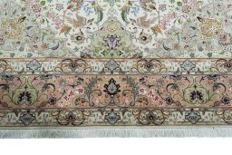 Full view of 2000s Tabriz 50/60/70 Raj rug from Iran / Persia, 360 × 246 cm in Beige tones