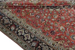 Close-up detail of 2000s Tabriz 50/60/70 Raj rug from Iran / Persia showing Cork weave