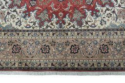 Full view of 2000s Tabriz 50/60/70 Raj rug from Iran / Persia, 354 × 250 cm in Red tones