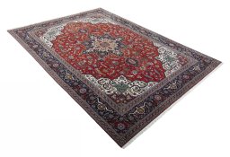 Close-up detail of 2000s Tabriz 50/60/70 Raj rug from Iran / Persia showing Cork weave