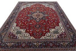 Surface texture of 2000s Tabriz 50/60/70 Raj rug with natural Cork and intricate pattern