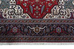 Full view of 2000s Tabriz 50/60/70 Raj rug from Iran / Persia, 356 × 252 cm in Red tones