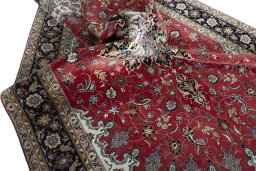 Surface texture of 2000s Tabriz 50/60/70 Raj rug with natural Cork and intricate pattern