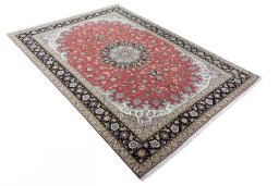 Close-up detail of 2000s Tabriz 50/60/70 Raj rug from Iran / Persia showing Cork weave